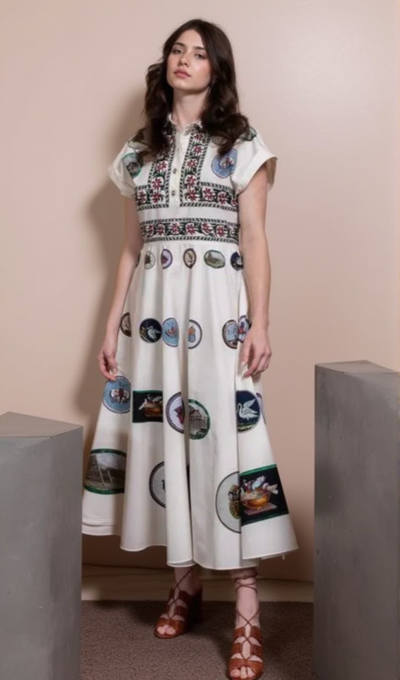 AIIZIE GRAPHIC PRINT COTTON MIDI DRESS - product image