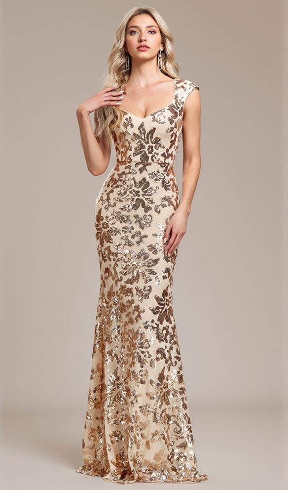 ARZILLA SEQUIN GOWN IN GOLD