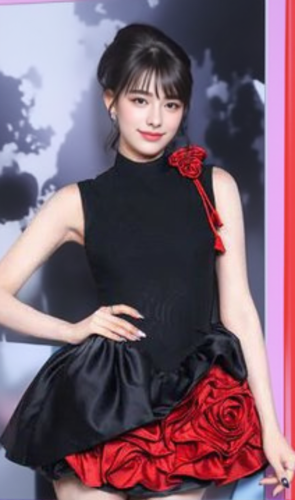 CRISTIANO FLOWER APPLIQUÉ MINI DRESS