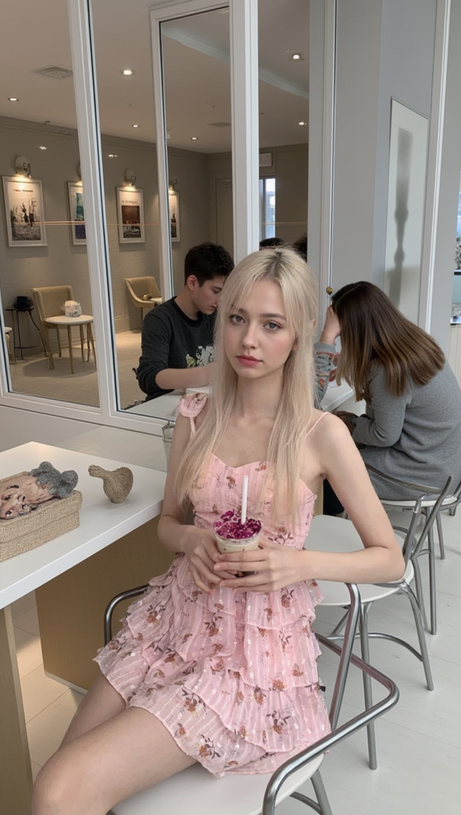 ONE-SHOULDER PRINTED RUFFLE TRIM MINI DRESS IN PINK