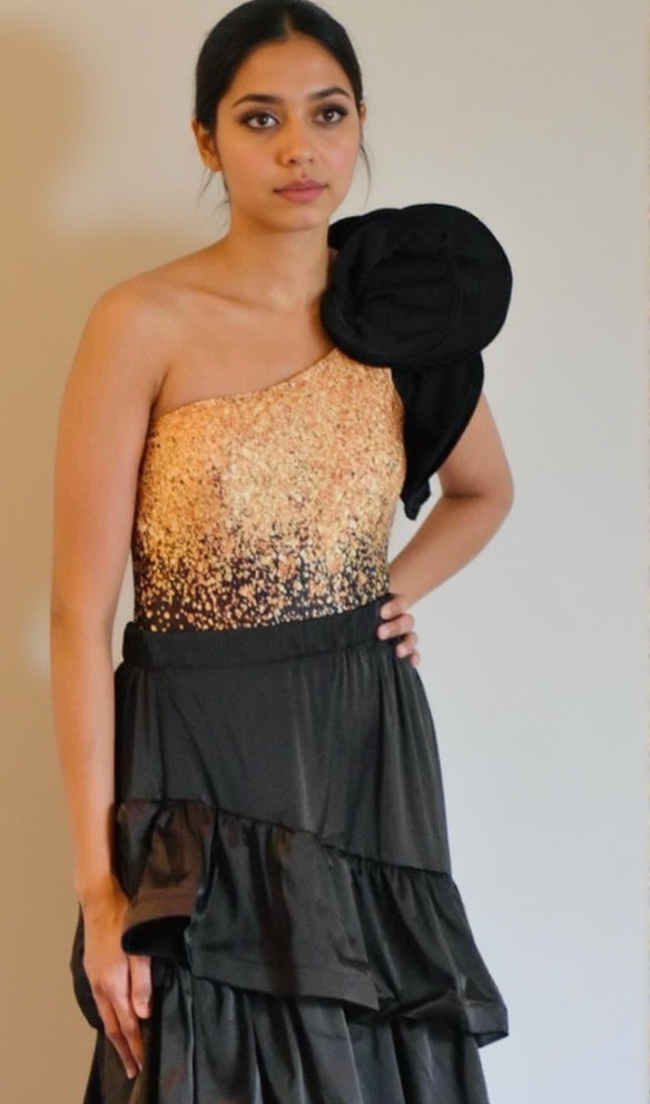 FLOWER SEQUIN SWIMSUIT AND SKIRT