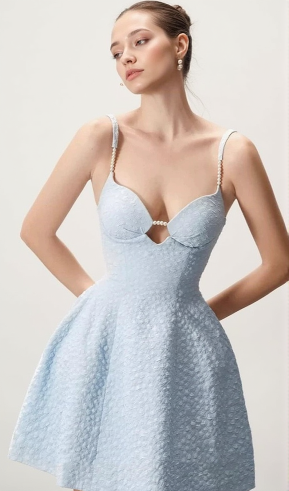 AIIZIE AMICE BLUE PEARL MINI DRESS - product image
