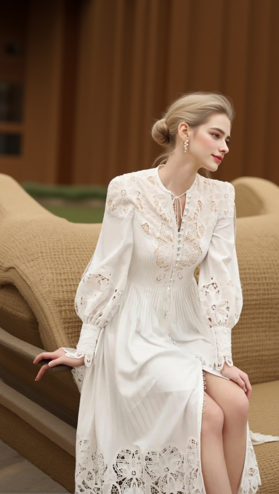 LINEN SILK MIDI DRESS