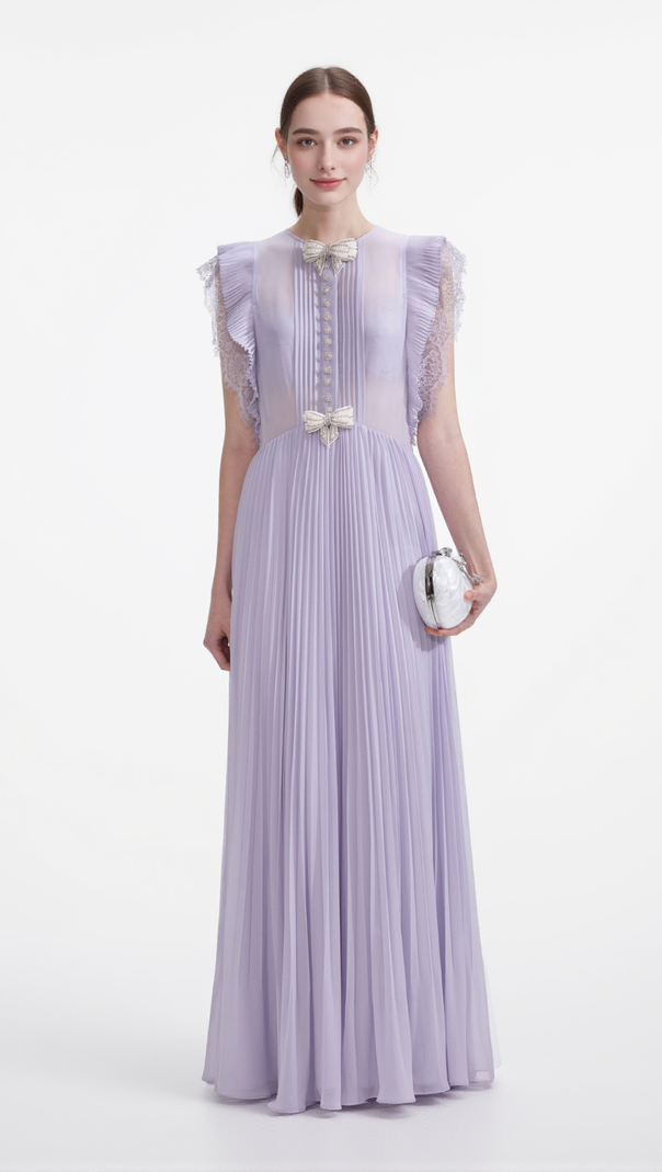 AIIZIE CHIFFON RUFFLED MAXI DRESS IN LILAC - product image
