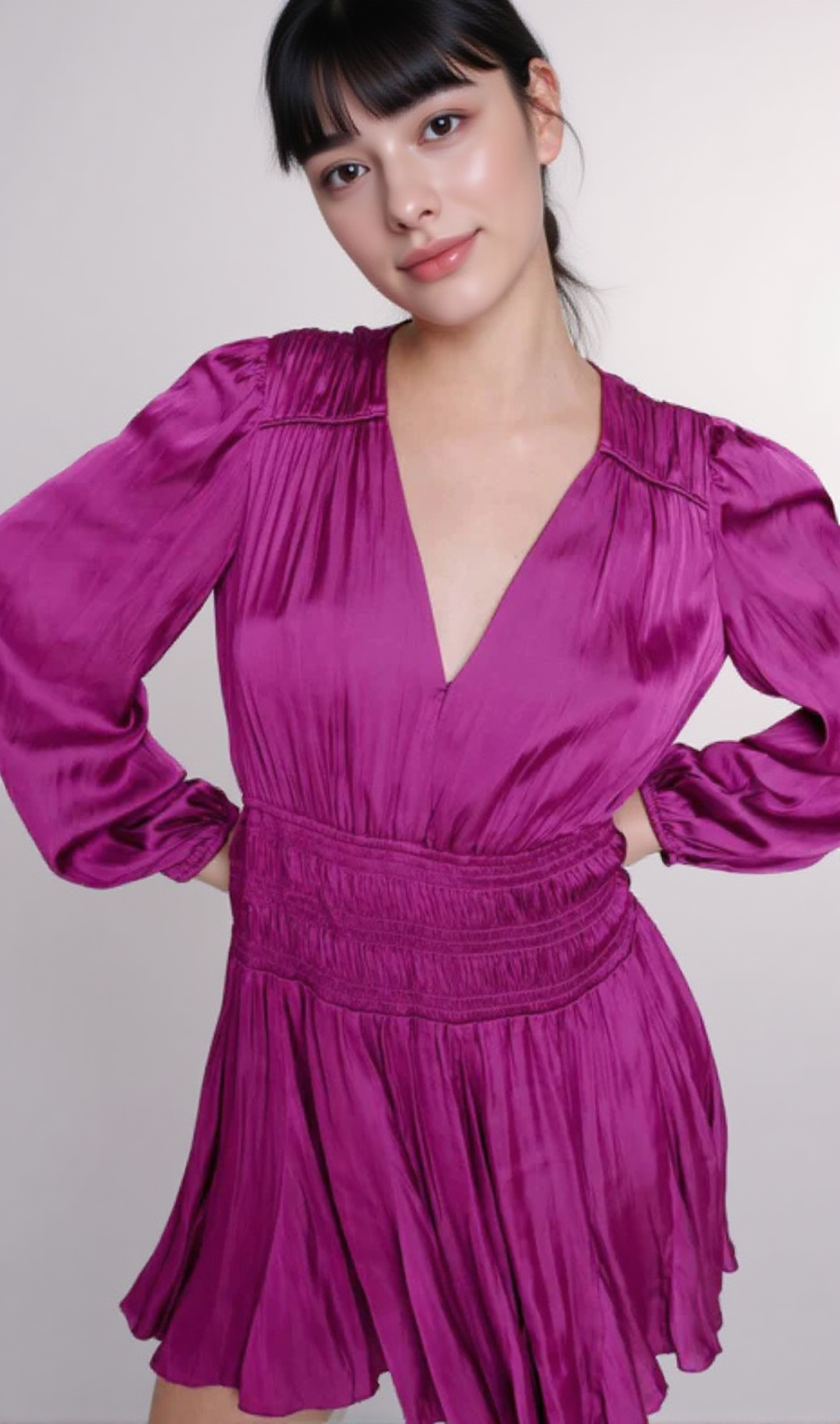 SHORT SATIN-LOOK DRESS