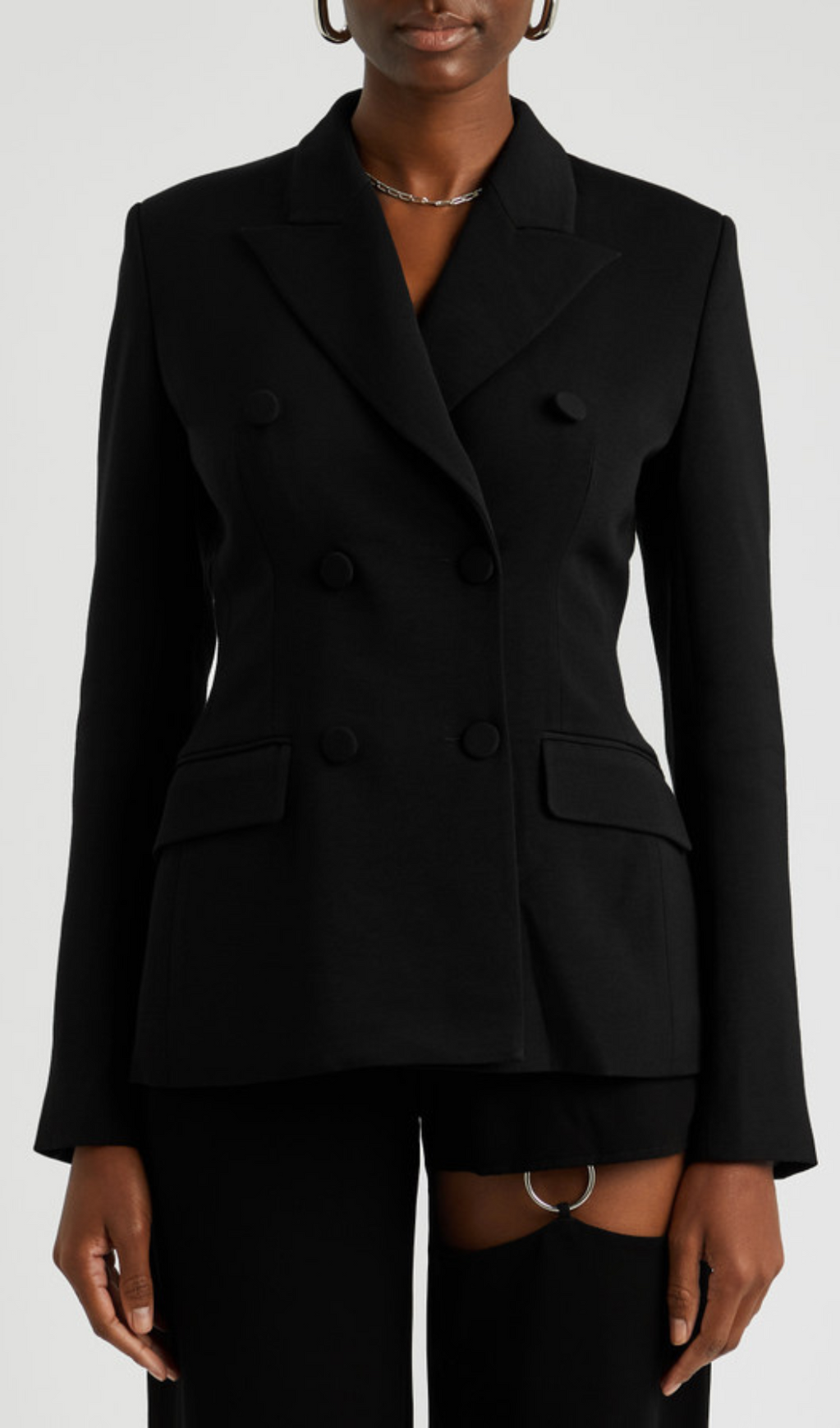 BLAZER VIENNA CON FRANGE CAVA SENZA SCHIENA IN NERO