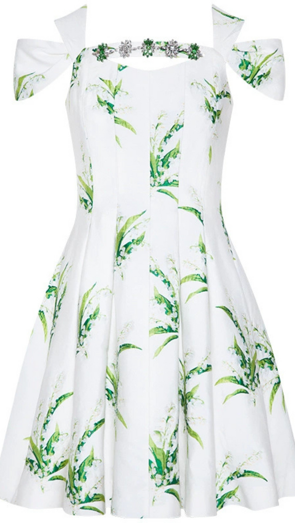 AIIZIE FLORAL PRINTED MINI DRESS IN WHITE - product image