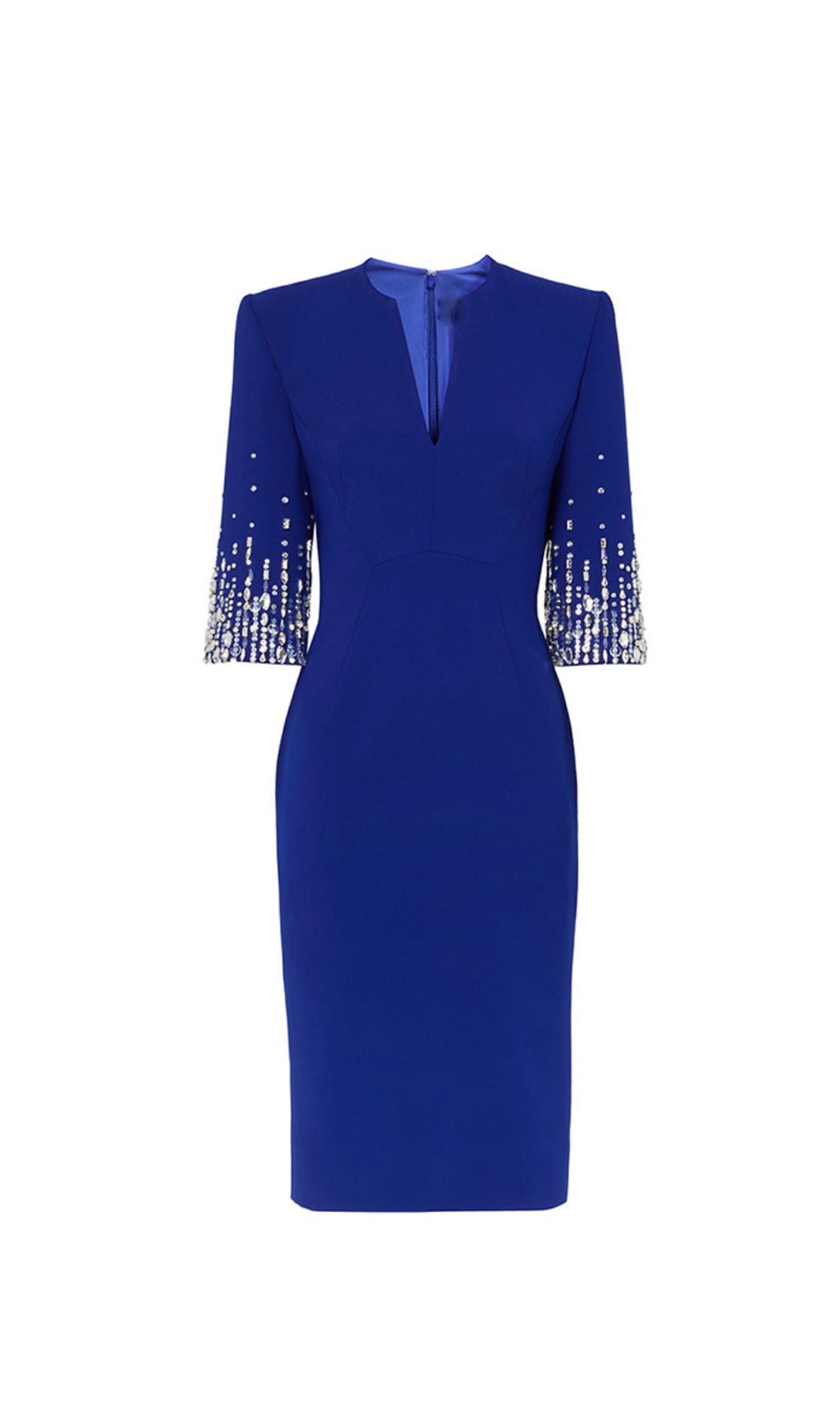 BIELA V-NECK CRYSTAL-EMBELLISHED MIDI DRESS IN BLUE