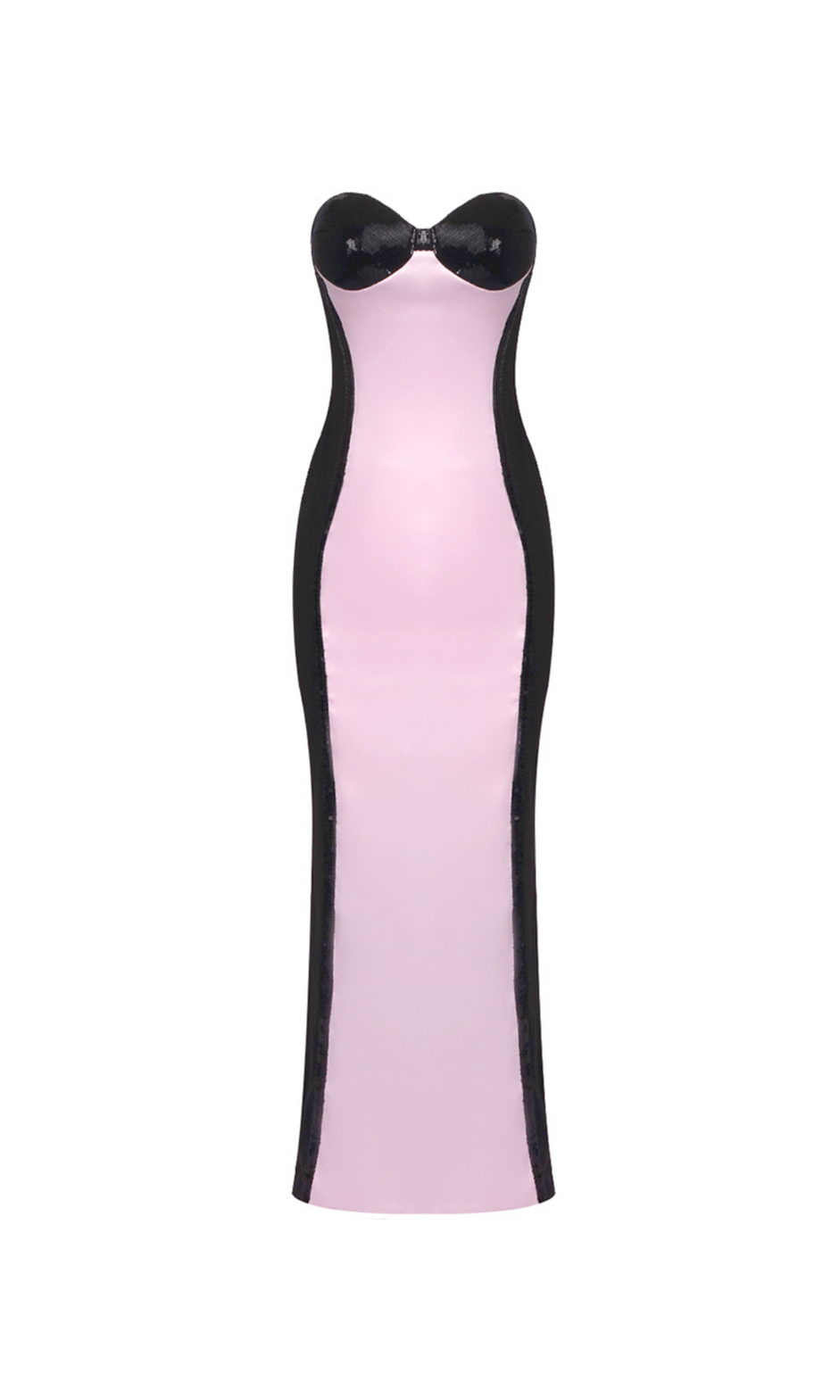 GLADYS TRÄGERLOSES PAILLETTEN-BUSTIER-MAXIKLEID SCHWARZ ROSA