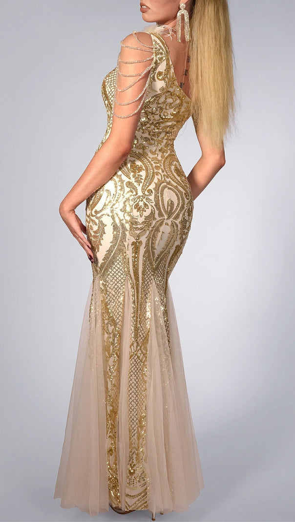 AIIZIE SEQUIN FEATHER GOWN - product image
