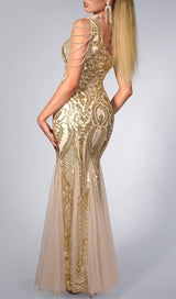 Sequin Feather Gown