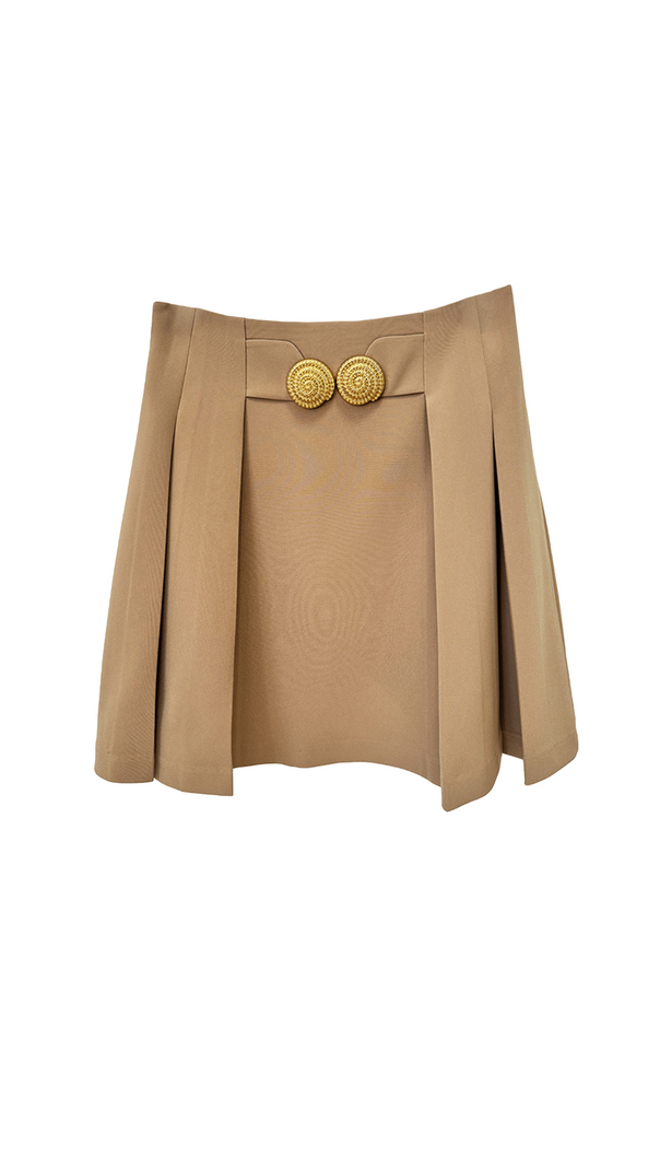 AIIZIE ASINA GOLD BUTTONED MINI SKIRT IN KHAKI - product image