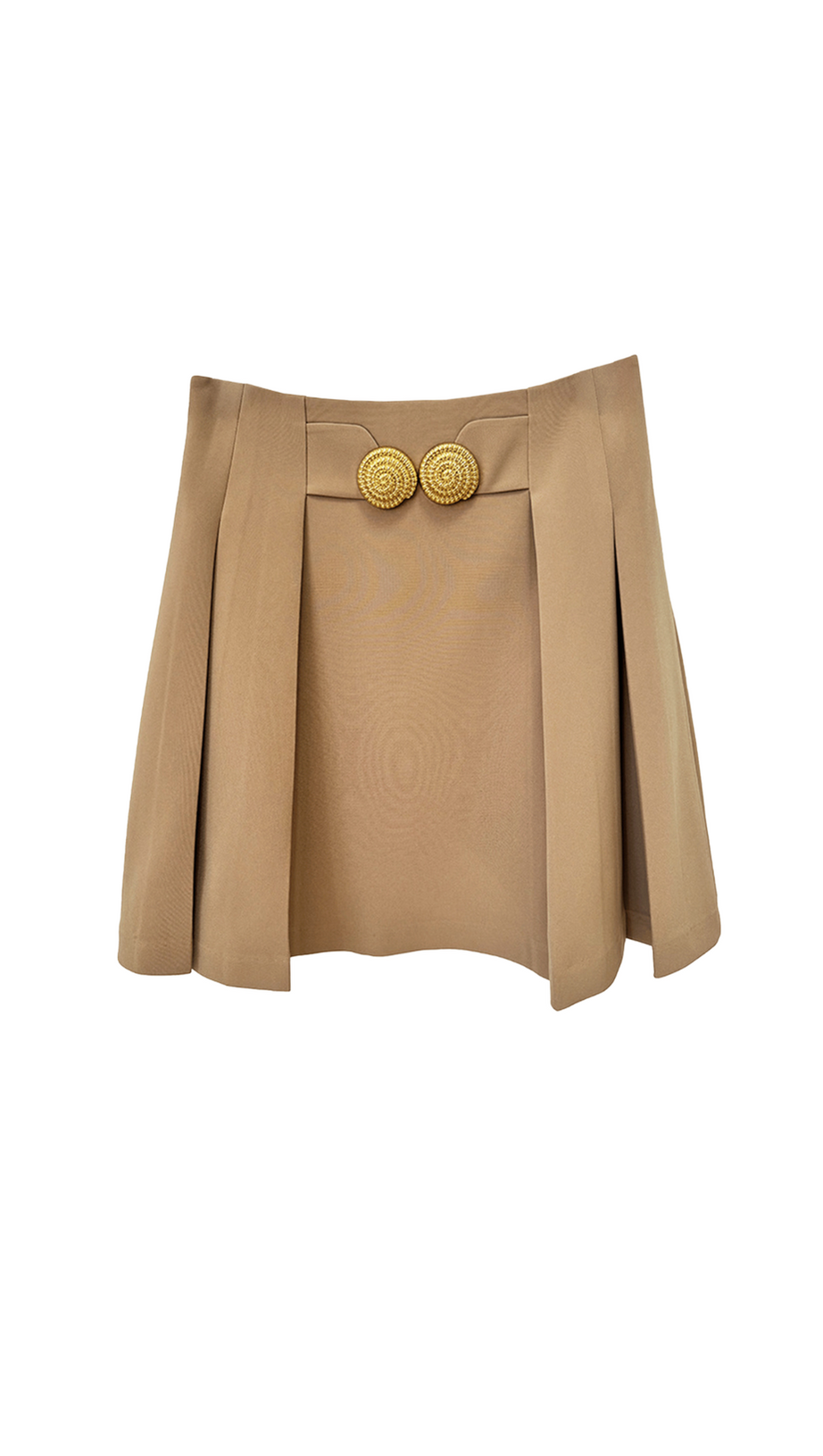 ASINA GOLD BUTTONED MINI SKIRT IN KHAKI