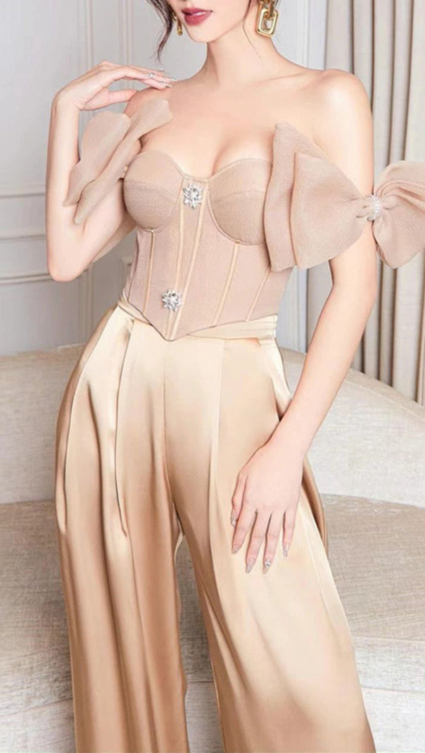 AIIZIE TINA SATIN PANTS IN APRICOT - product image