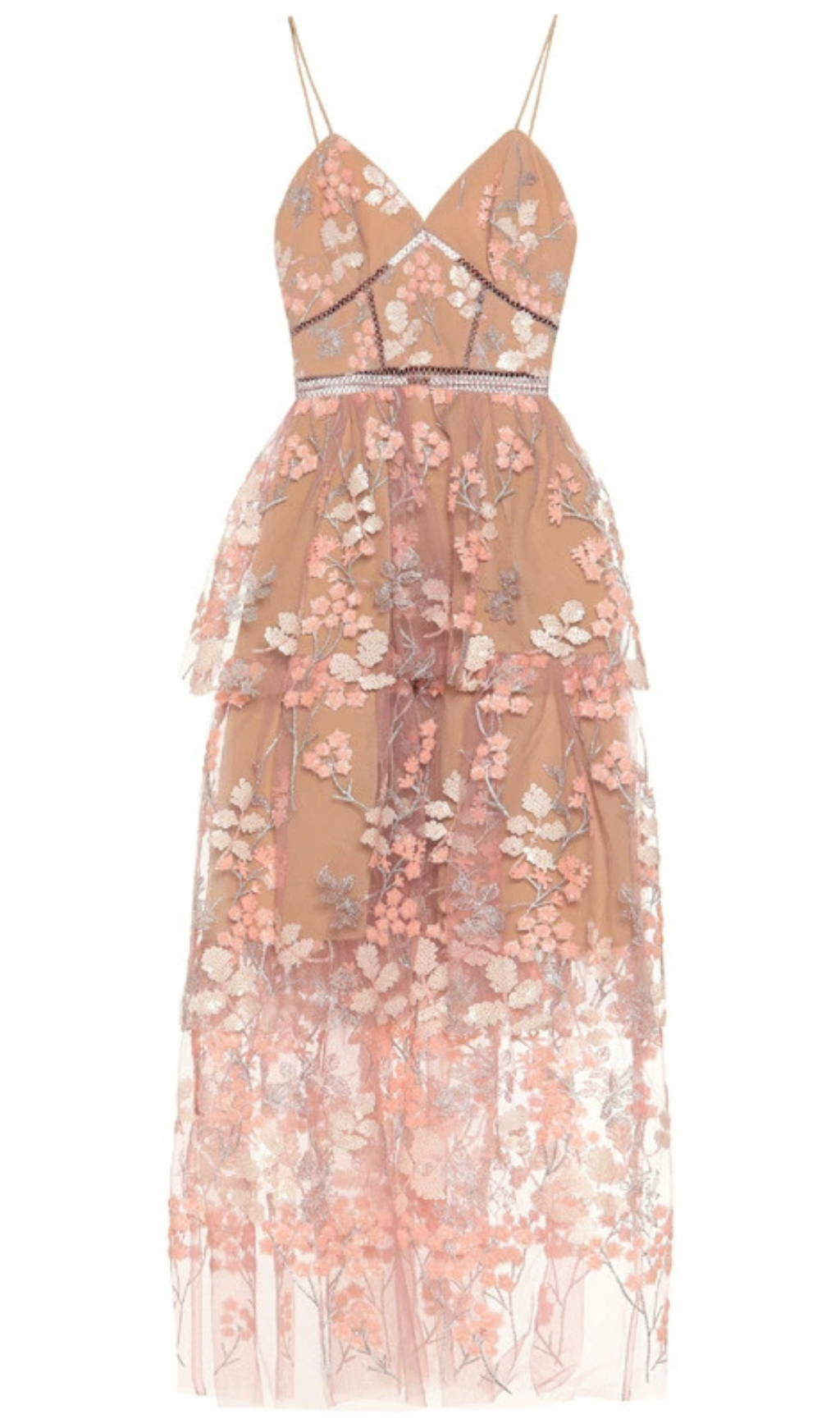 ABITO MIDI CON DECORAZIONI FLOREALI