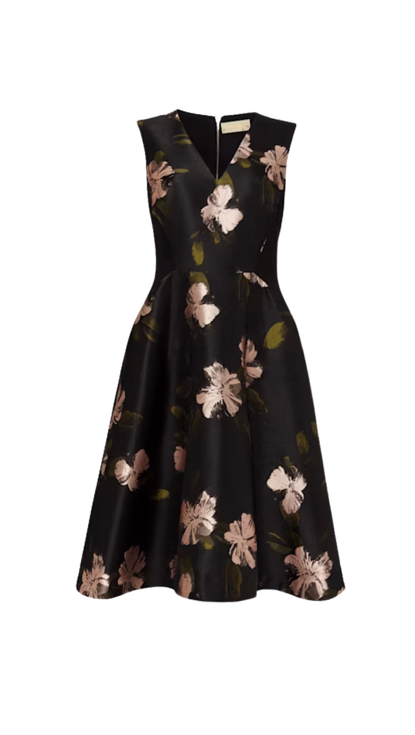 AIIZIE FLORAL JACQUARD MIDI DRESS IN BLACK - product image