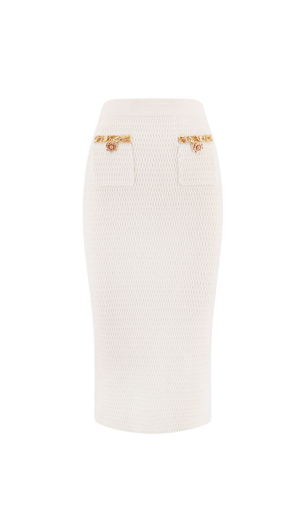 AIIZIE CREAM LUREX KNIT MIDI SKIRT - product image