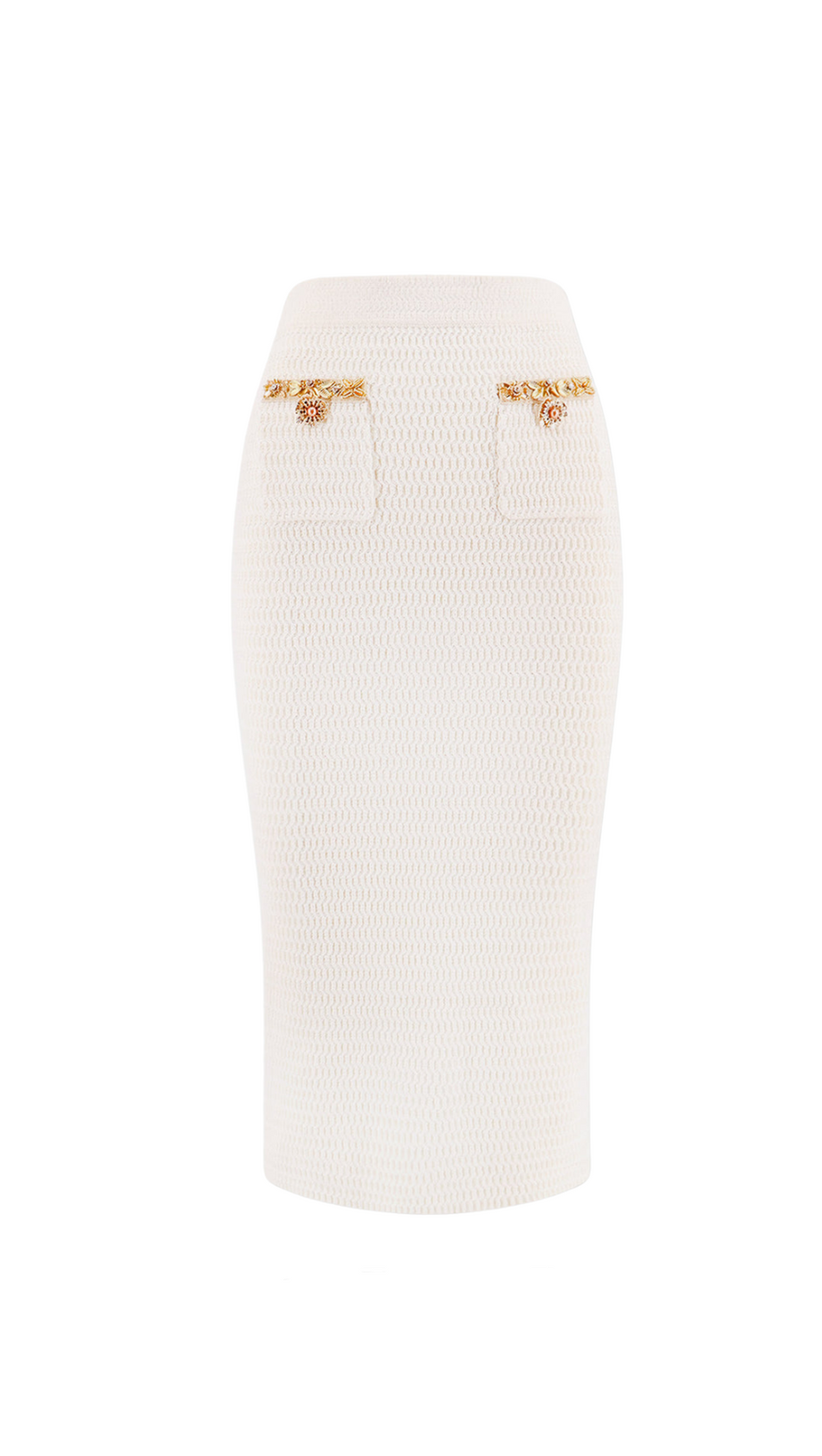 GONNA MIDI IN MAGLIA LUREX CREMA