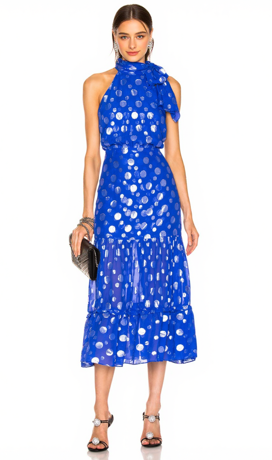 ELEANOR HALTER METALLIC midi DRESS