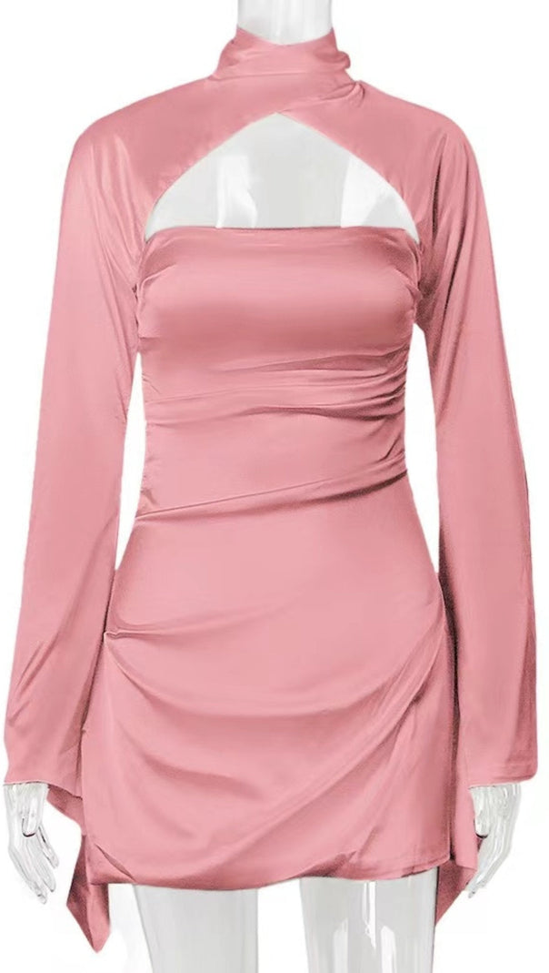 AIIZIE SATIN MINI DRESS IN PINK - product image
