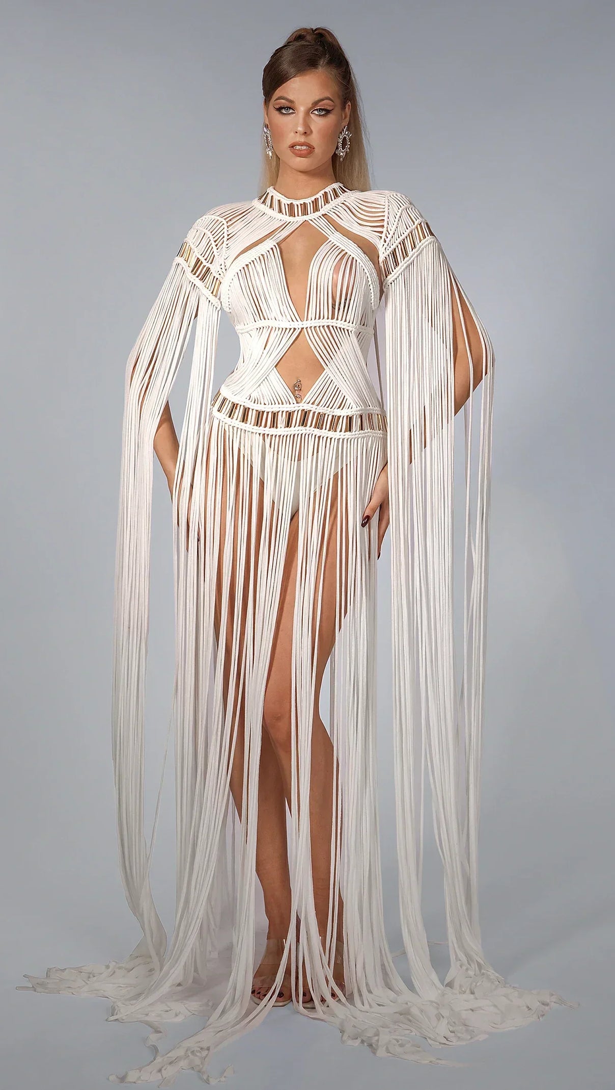 AIIZIE AMARII FRINGE MAXI KNIT DRESS - product image