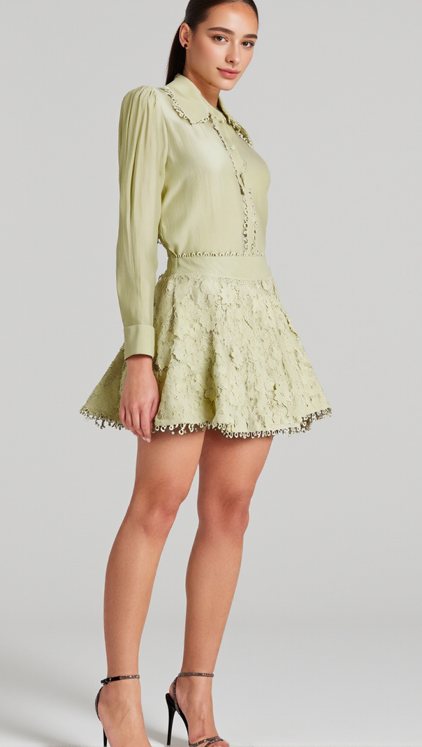 AIIZIE HÉLÈNE FLORAL EMBROIDERED SHIRT & SKIRT MATCHING SET - product image