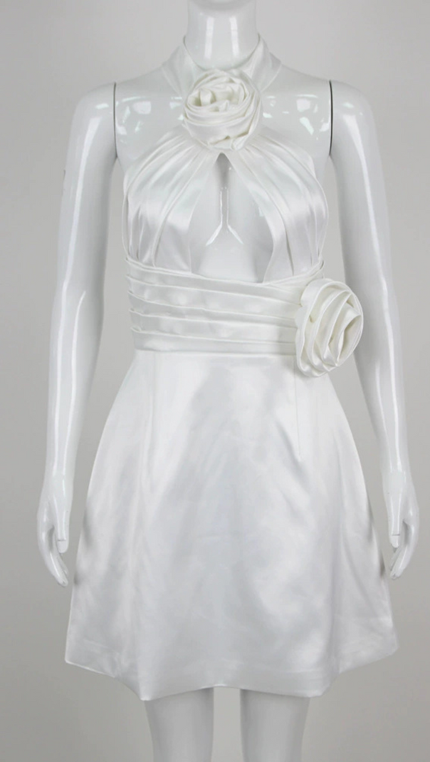 AIIZIE WHITE HALTER FLOWER DRESS - product image