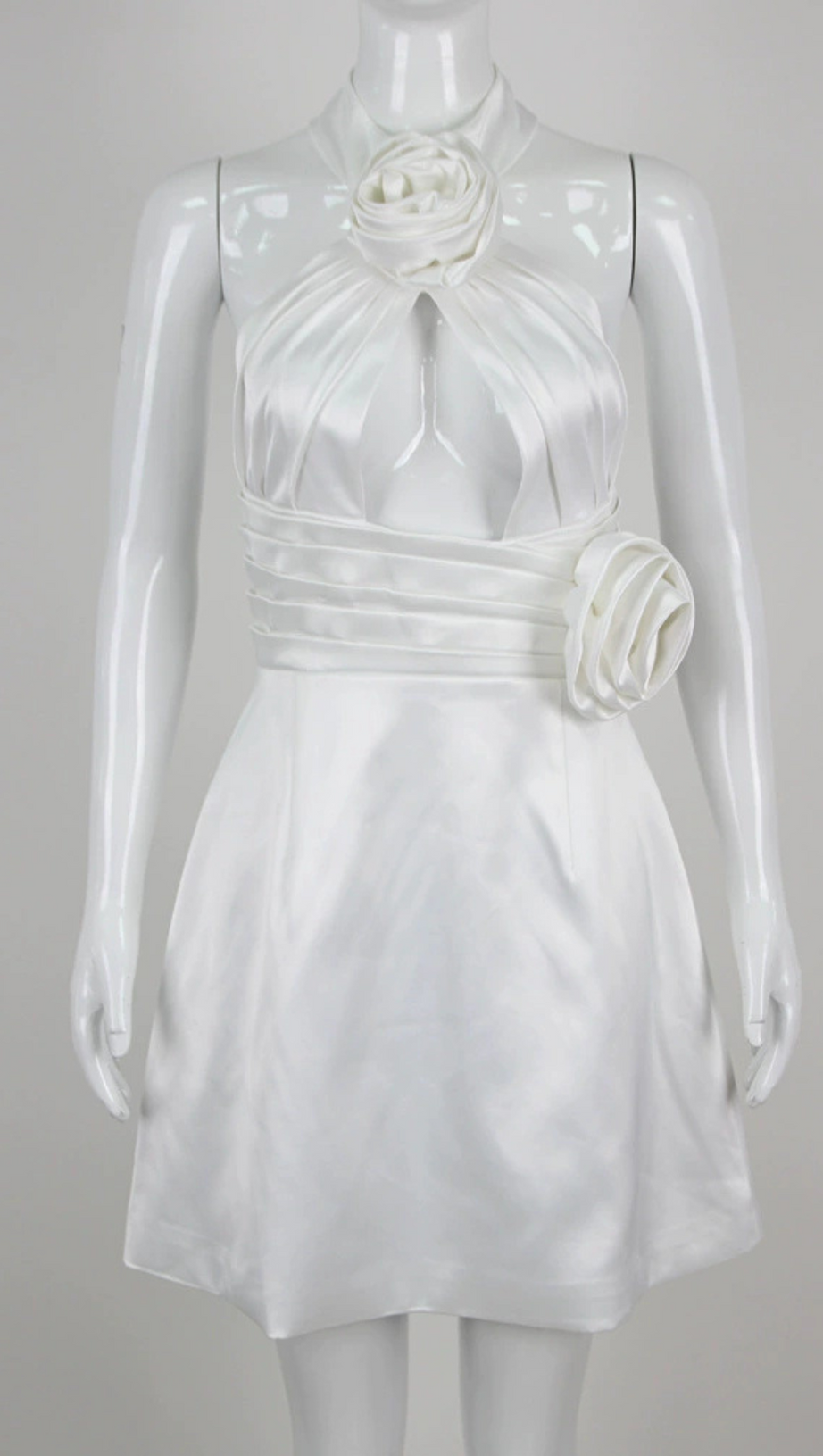 WHITE HALTER FLOWER DRESS