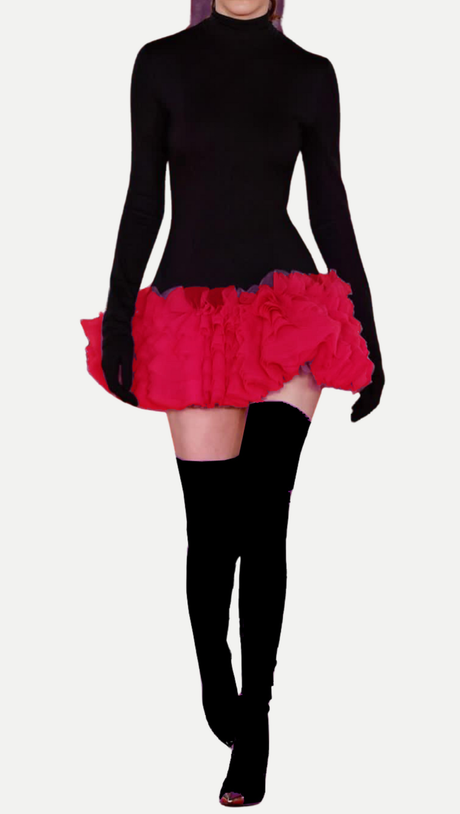 Langärmliges Minikleid aus Spitze in Colorblock-Optik