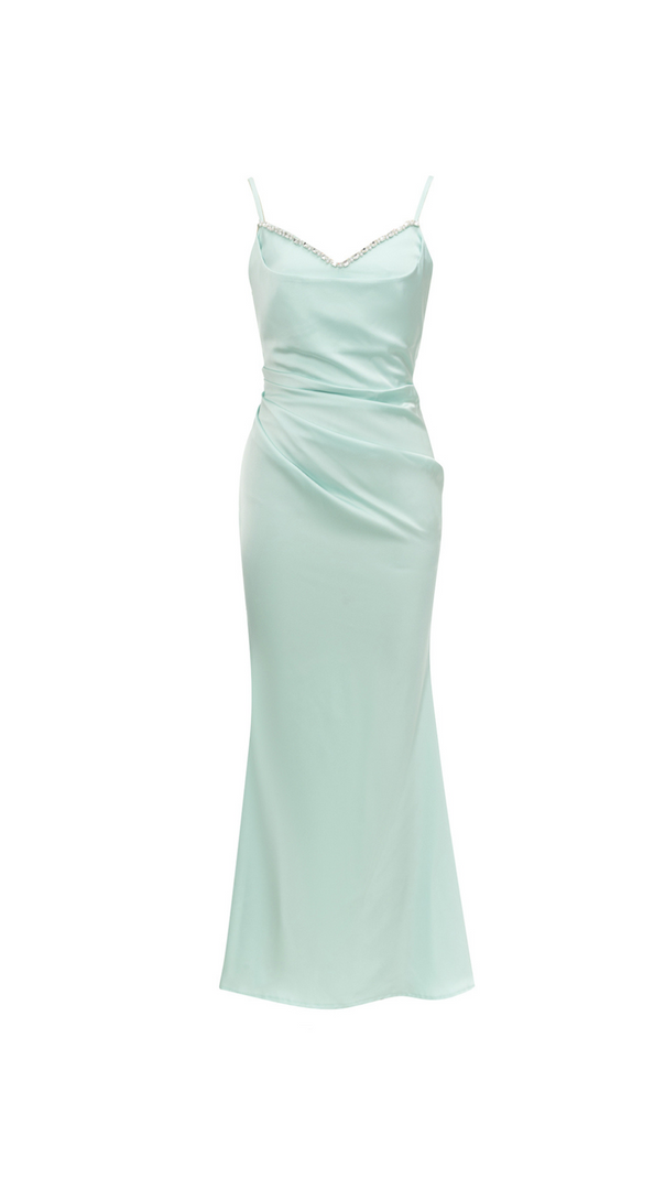 AIIZIE CATHY BEADED EMBELLISHED MAXI DRESS IN PALE GREEN - product image