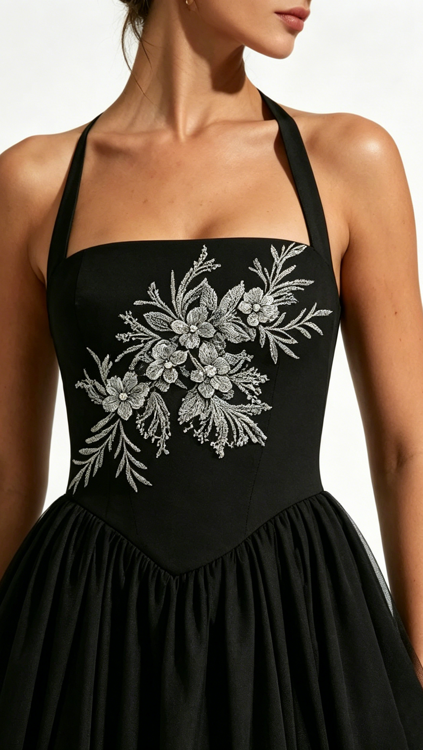 Embroidery Cressida Midi Dress - Black