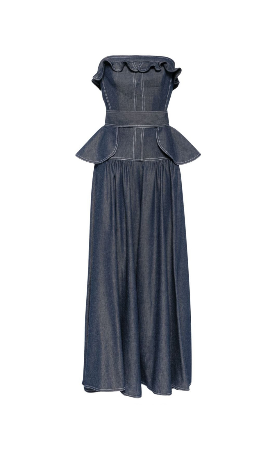 TUTA IN DENIM CON VITA PEPLUM SIGRID BLU NAVY