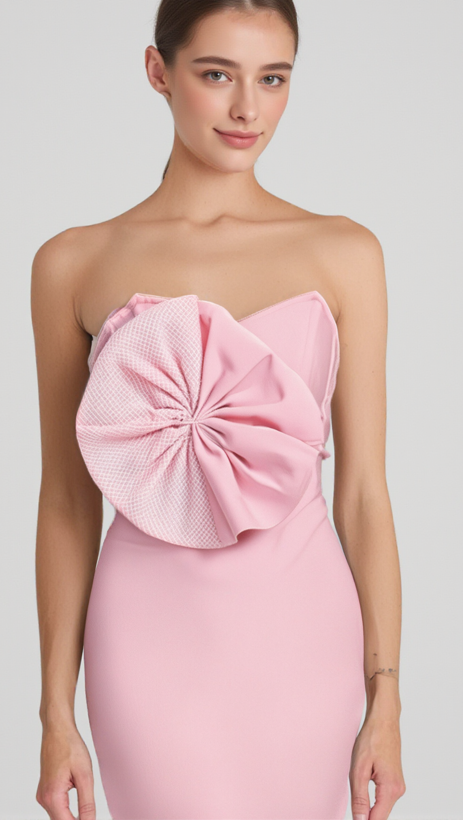 ANNABELLE BOWKNOT BANDAGE BUSTIER MIDI DRESS IN PINK