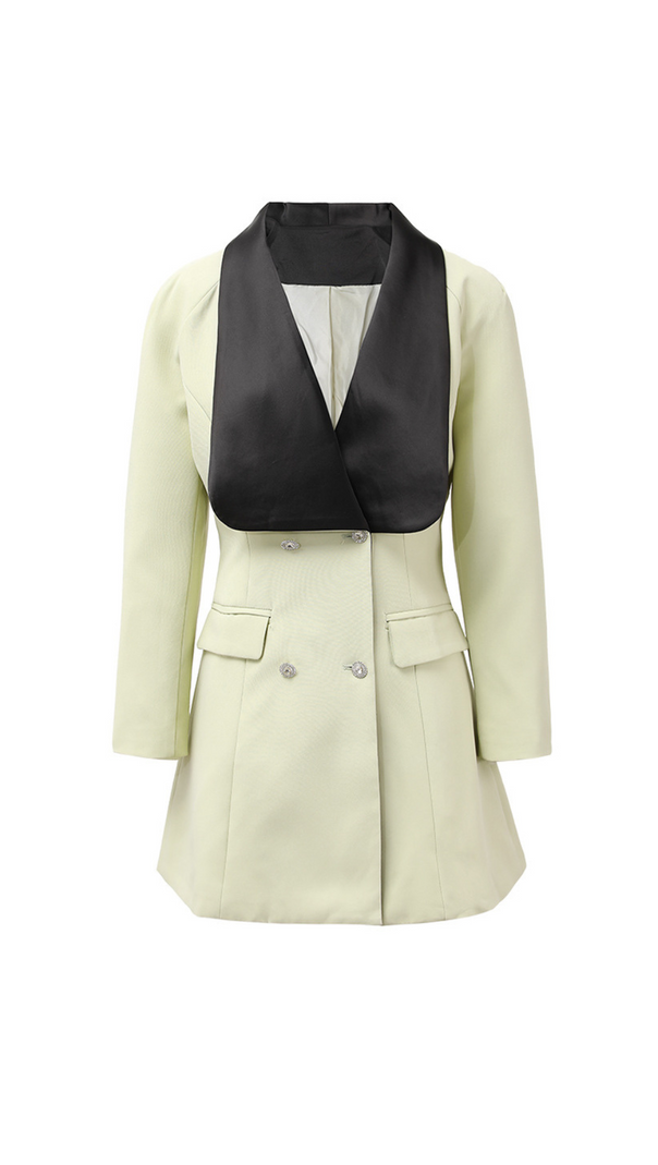 AIIZIE SOPHIA V-NECK DOUBLE-BREASTED JACKET SKIRT IN GREEN - product image