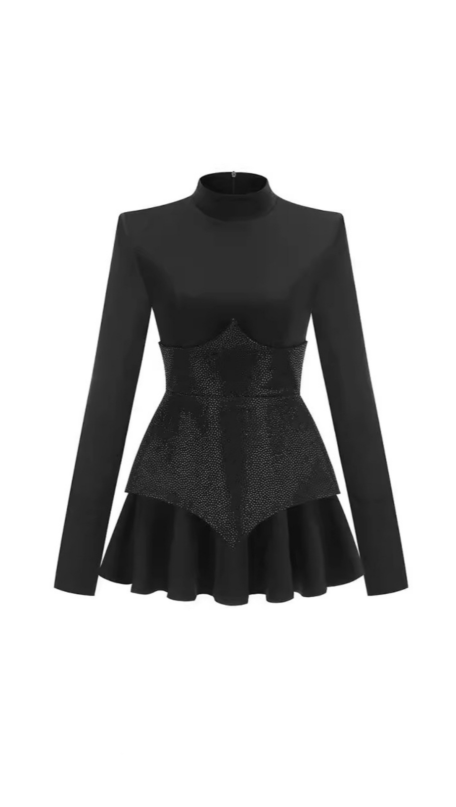 KEILANI BLACK LONG SLEEVE MINI BODYSUIT
