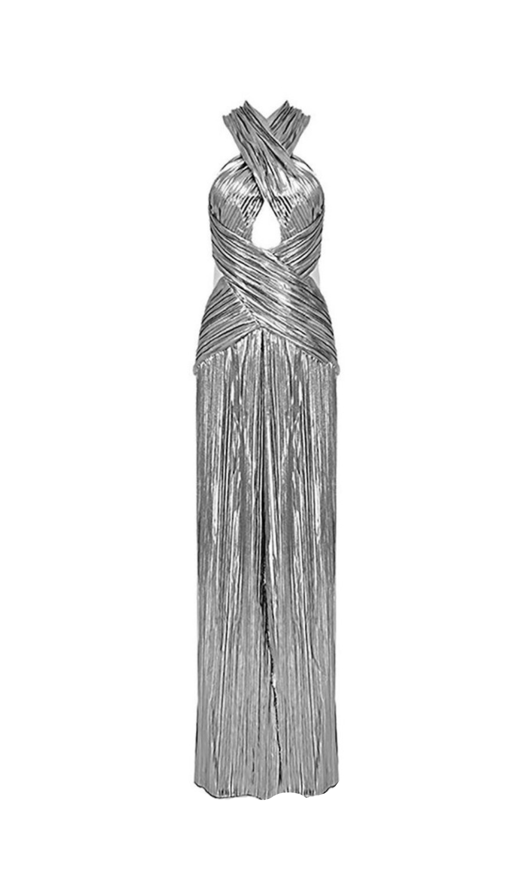 ELSA METALLIC CRISS CROSS HALTER NECK GOWN