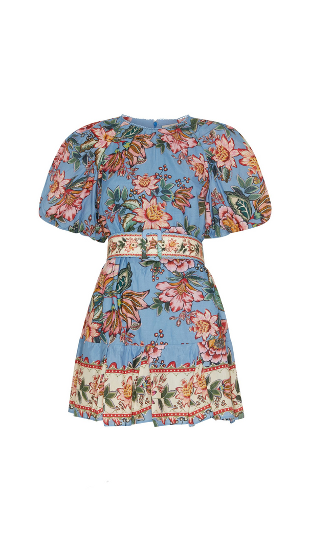 AIIZIE AMELIA BOUQUET PRINT MINI DRESS IN BLUE - product image