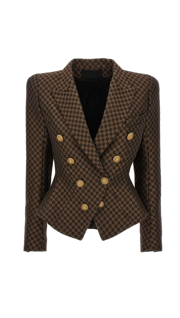 AIIZIE BELINDA MINI MONOGRAM BLAZER IN BROWN - product image