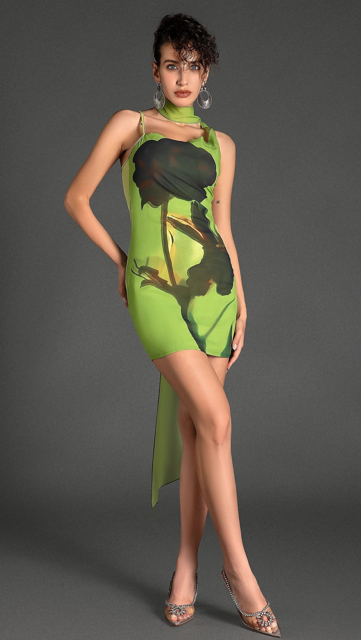 AIIZIE ANASTILI HALTER PRINT MINI DRESS - product image