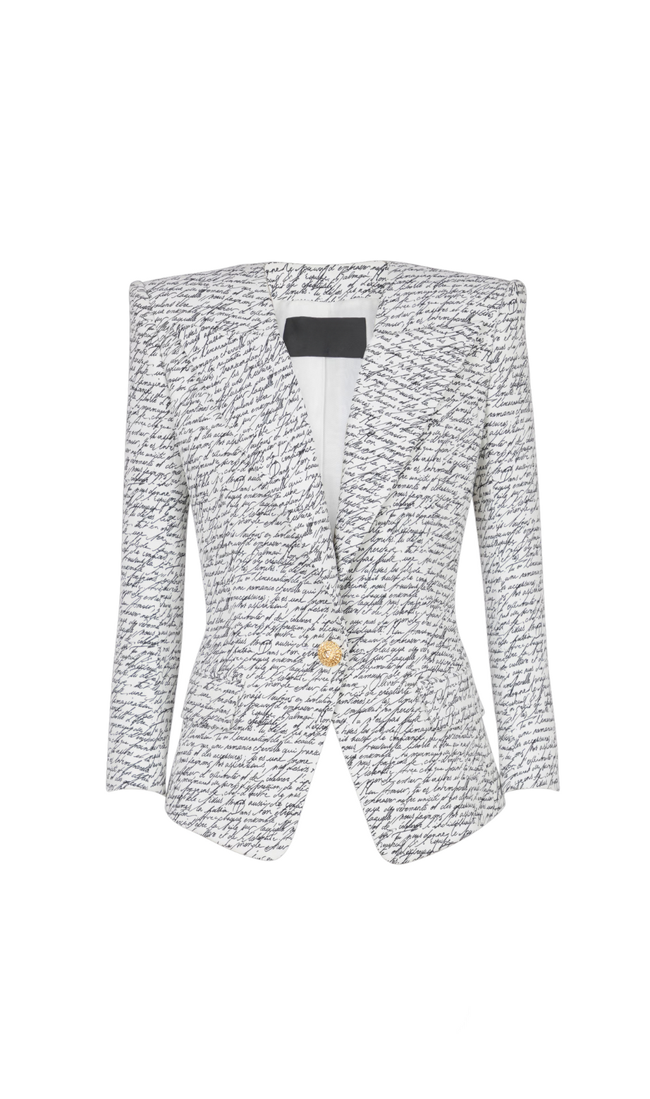 Weiße Jacke mit Alphabet-Muster und einem Knopf 