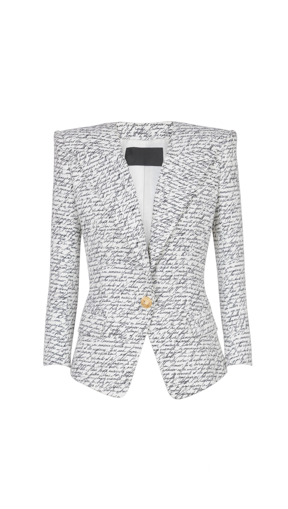 ALPHABET PATTERN WHITE JACKET WITH SINGLE BUTTON