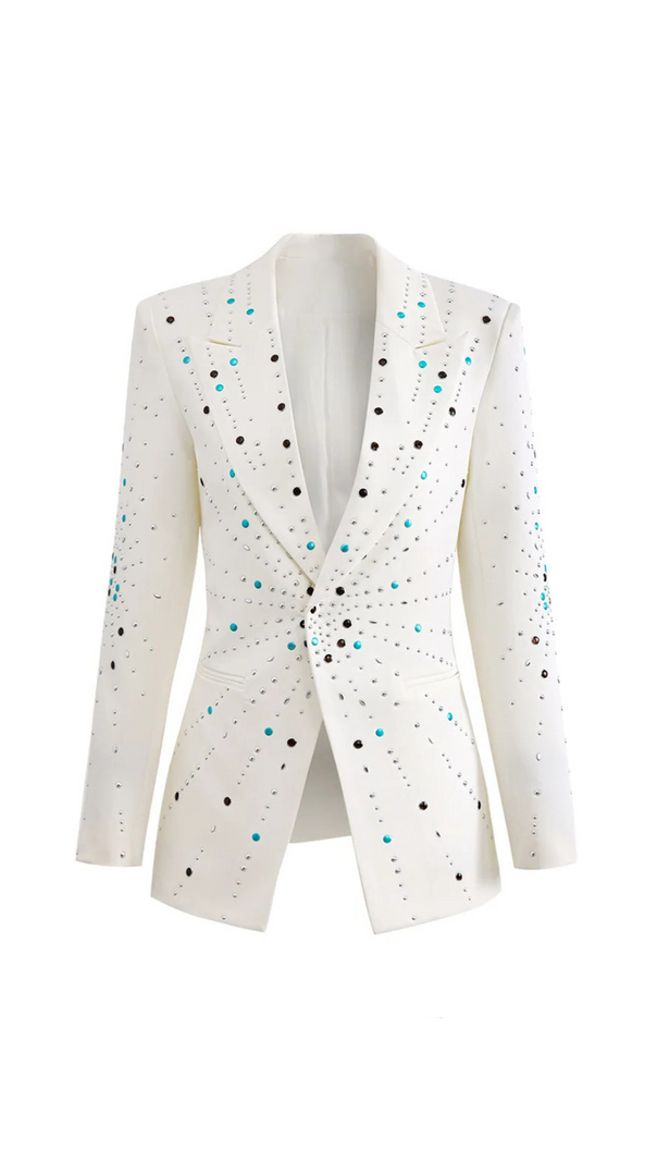 AIIZIE GLADYS WHITE PEAK LAPEL BLAZER WITH BEADINGS - product image