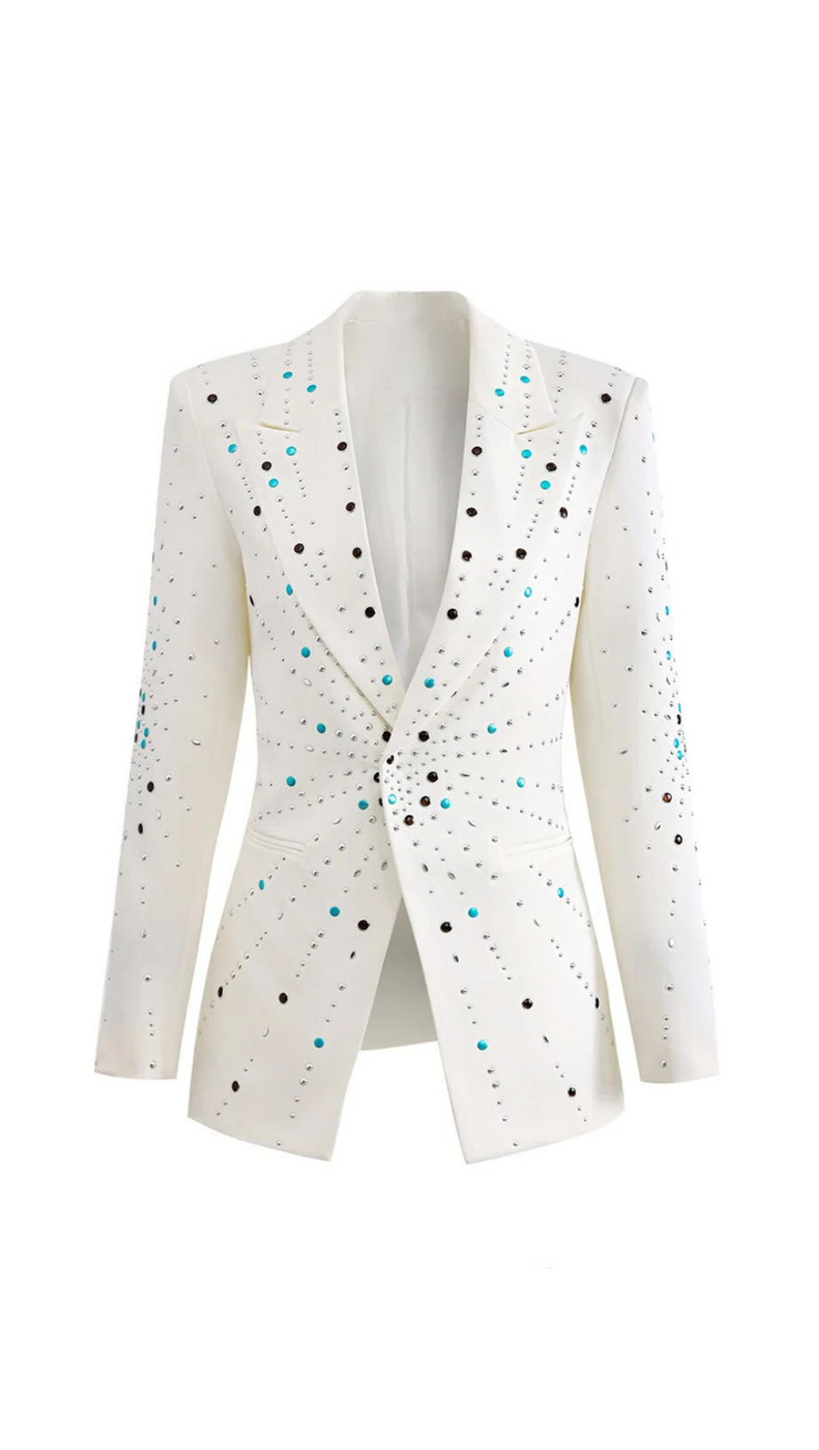 GLADYS WHITE PEAK LAPEL BLAZER WITH BEADINGS