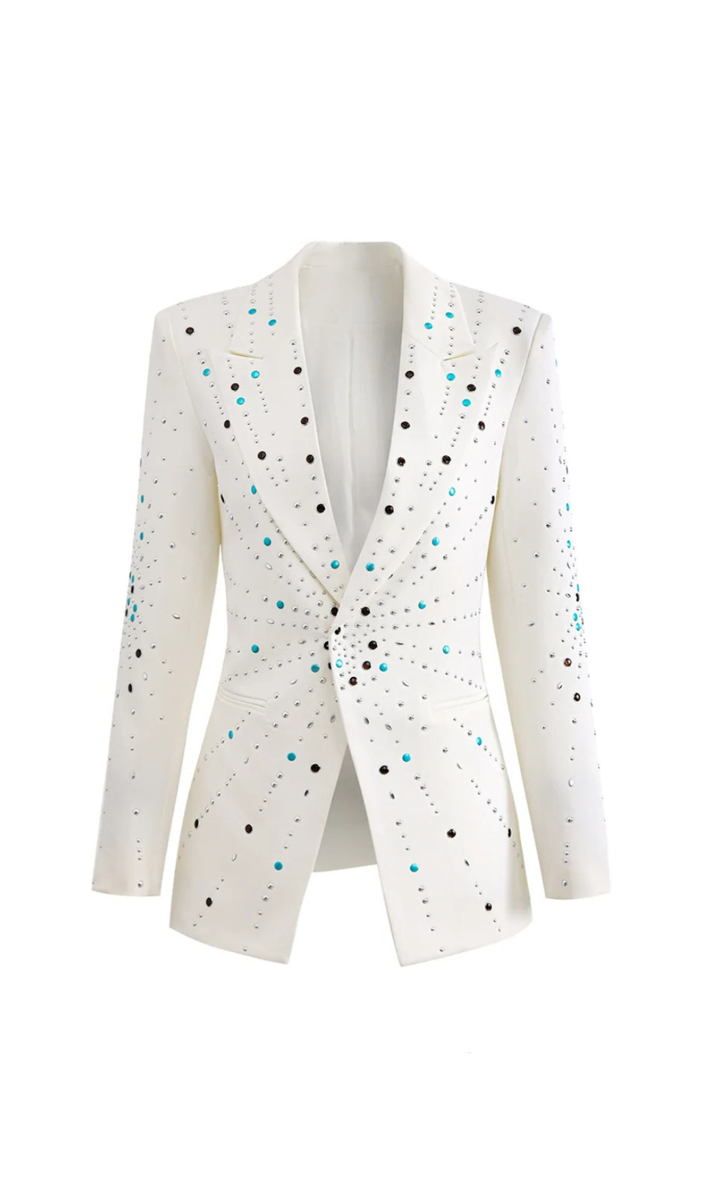 GLADYS WHITE PEAK LAPEL BLAZER WITH BEADINGS