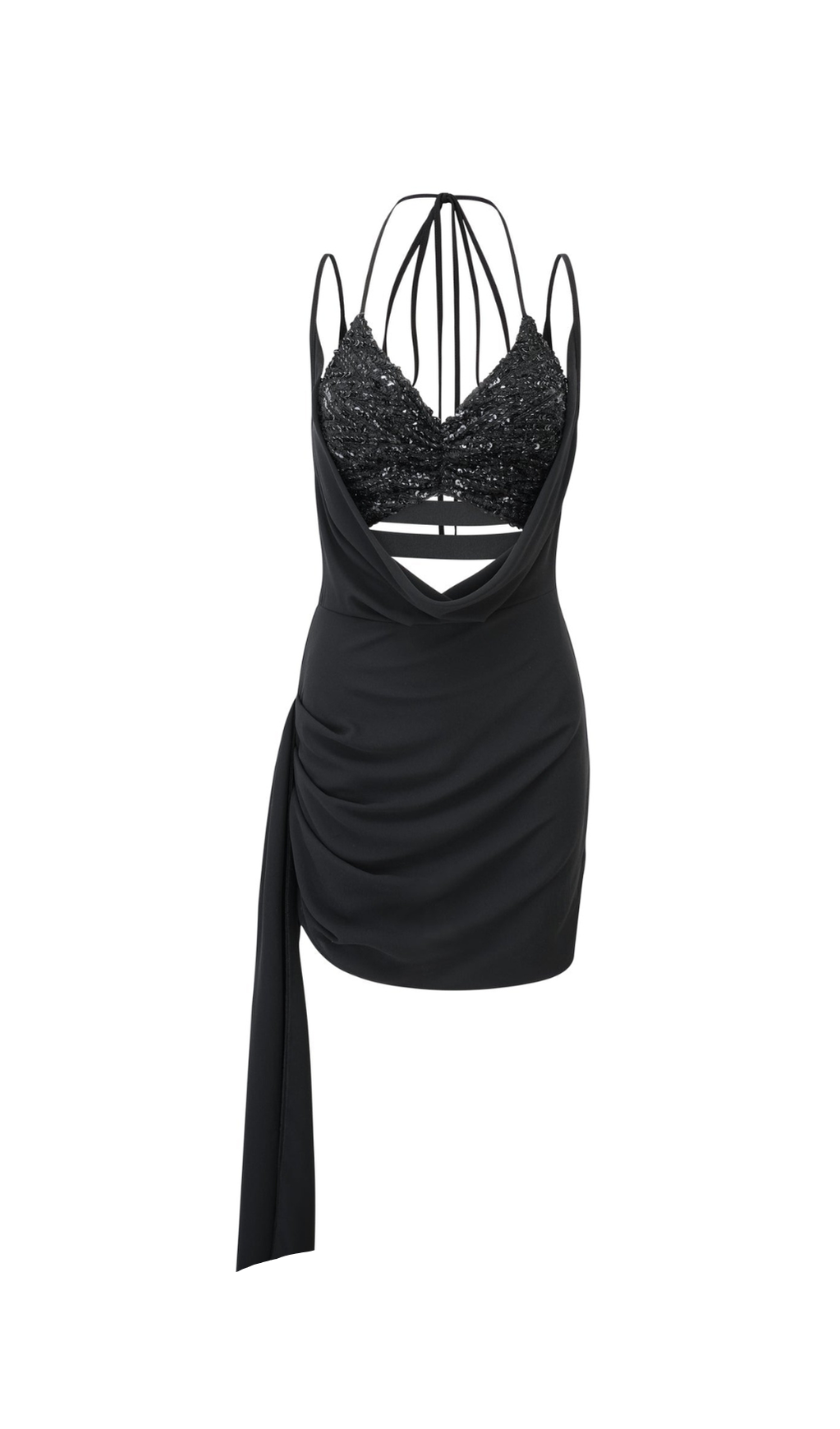 ALMA BUTTERFLY SEQUIN MINI DRESS IN BLACK