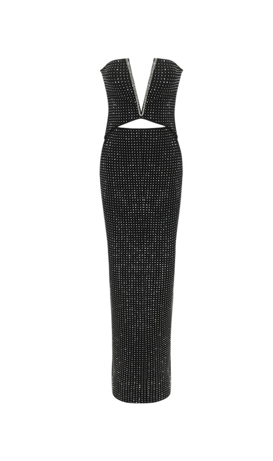 ABITO LUNGO IN JERSEY NERO CON STRASS VIRGINIA