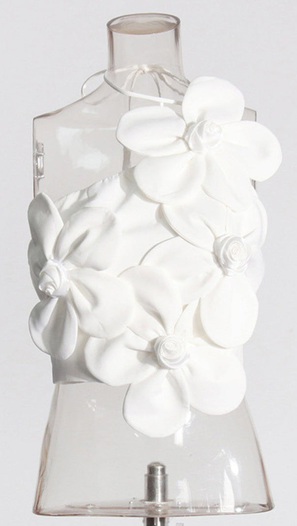AIIZIE WHITE ANDIA FLOWER EMBELLISHED CROP TOP - product image