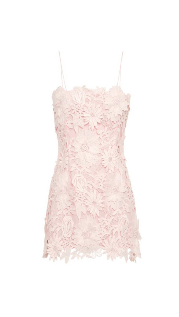 AIIZIE FREDA FLORAL LACE MINI DRESS IN PINK - product image