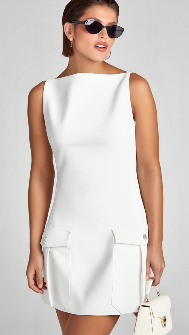 AIIZIE STRETCH CREPE STRAPLESS MINI DRESS IN WHITE - product image