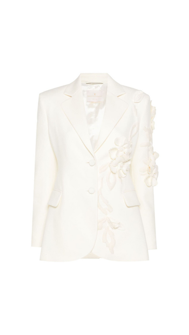 AIIZIE ELIZABETH WHITE FLORAL APPLIQUÉ BLAZER - product image